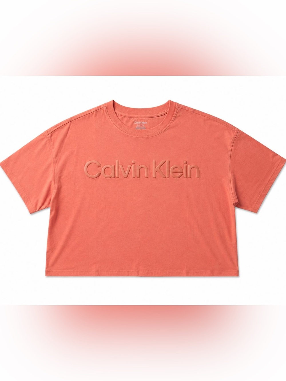 Calvin Klein Coral Short-Sleeve Crewneck with Embossed Logo
